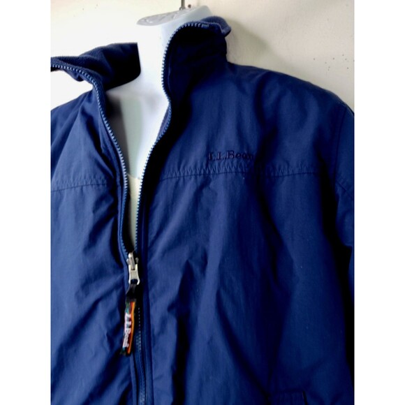 LL Bean Men's Jacket Sz M/L Navy Blue Reversible Utility Pocket Zipper Workwear - Picture 2 of 12